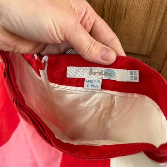 Boden 4 Regular Pencil‎ Skirt Red Pink White Fitted Colorblock Linen Blend Bow - Picture 12 of 12